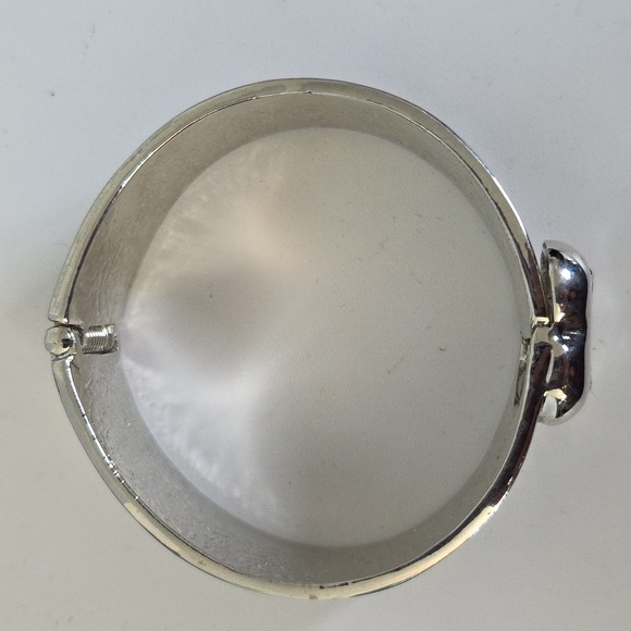 Silver with Black Enamel Clamper Hinge Bangle Bracelet Juicy Couture - Picture 8 of 12